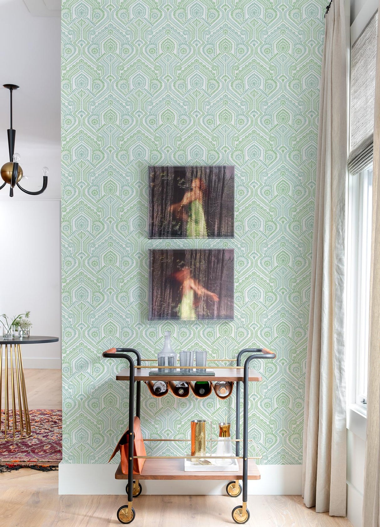 A-Street Prints Fernback Ornate Botanical Green Wallpaper