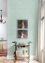 A-Street Prints Fernback Ornate Botanical Green Wallpaper