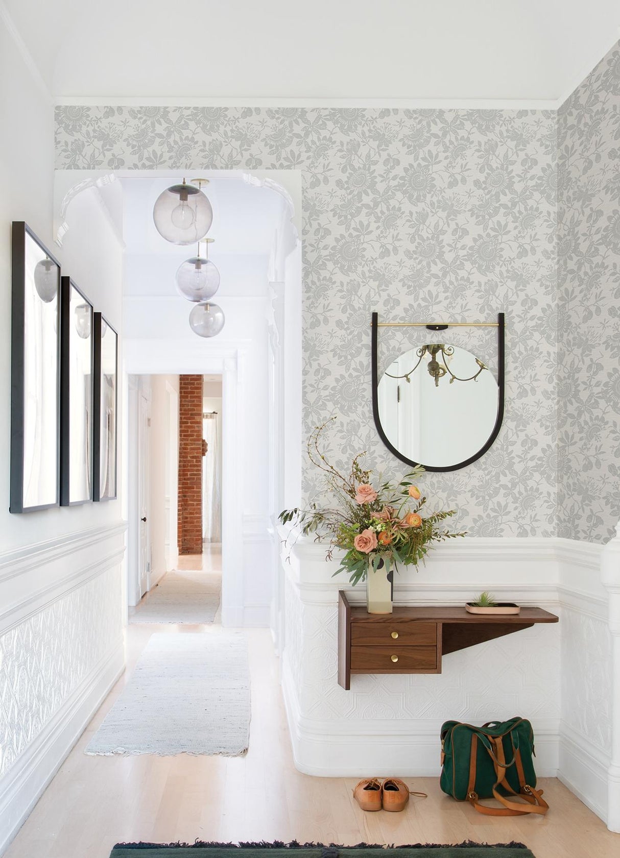 A-Street Prints Helen Floral Trail Light Grey Wallpaper