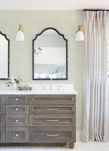 A-Street Prints Scout Floral Ogee Moss Wallpaper