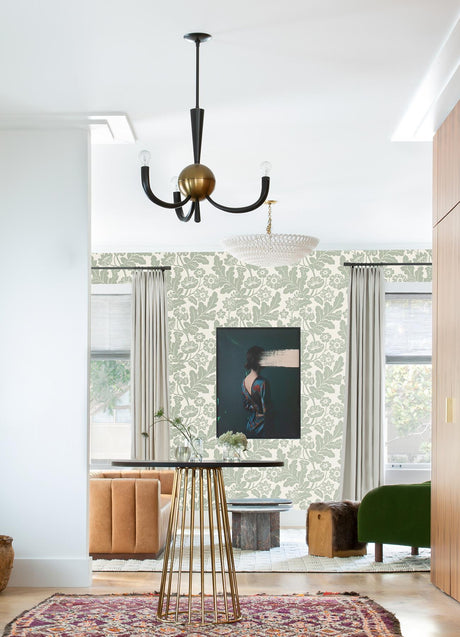 A-Street Prints Augusta Flock Damask Silver Wallpaper