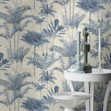 Brewster Home Fashions Kinabalu  Rainforest Blue Wallpaper