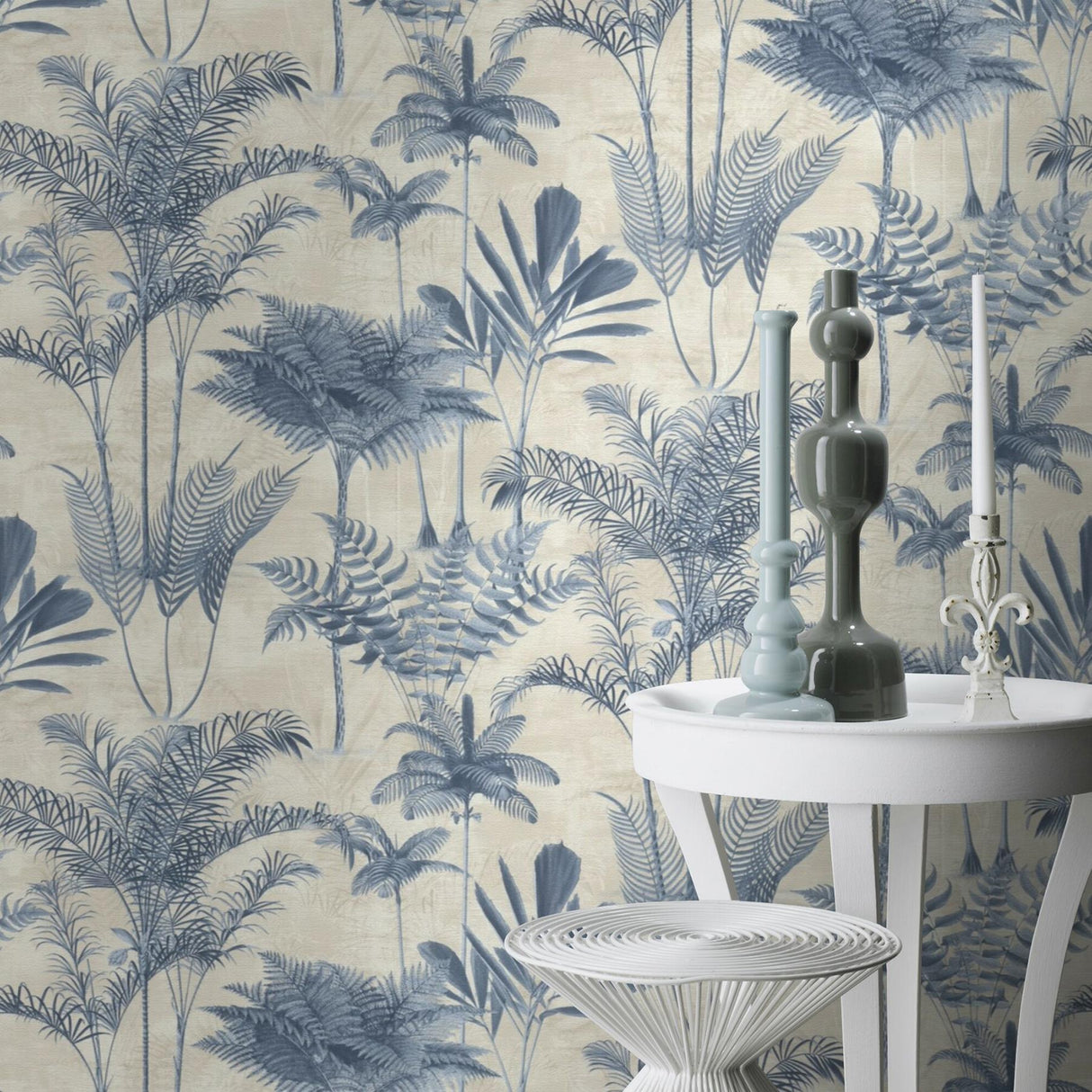 Brewster Home Fashions Kinabalu  Rainforest Blue Wallpaper