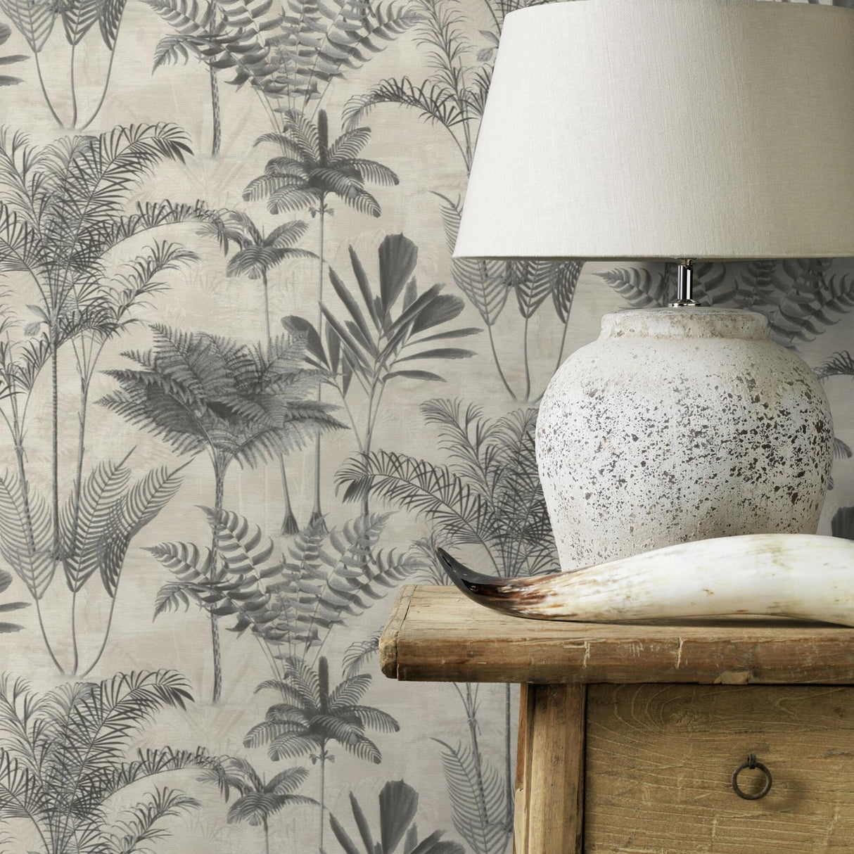 Brewster Home Fashions Kinabalu  Rainforest Charcoal Wallpaper
