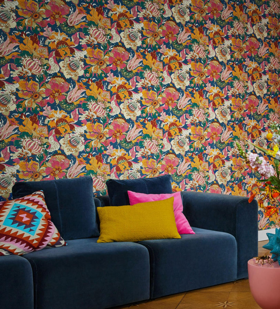Brewster Home Fashions Odisha Jacobean Floral Orange Wallpaper