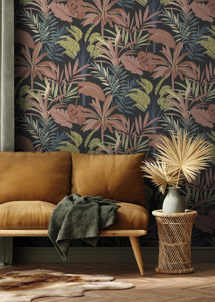 Brewster Home Fashions Rudyard Tropical Flora Pink Wallpaper