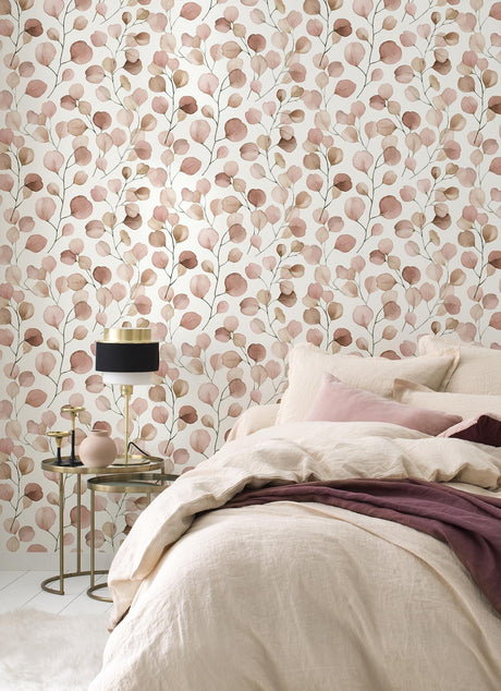 Brewster Home Fashions Elaina Watercolor Boughs Blush Wallpaper