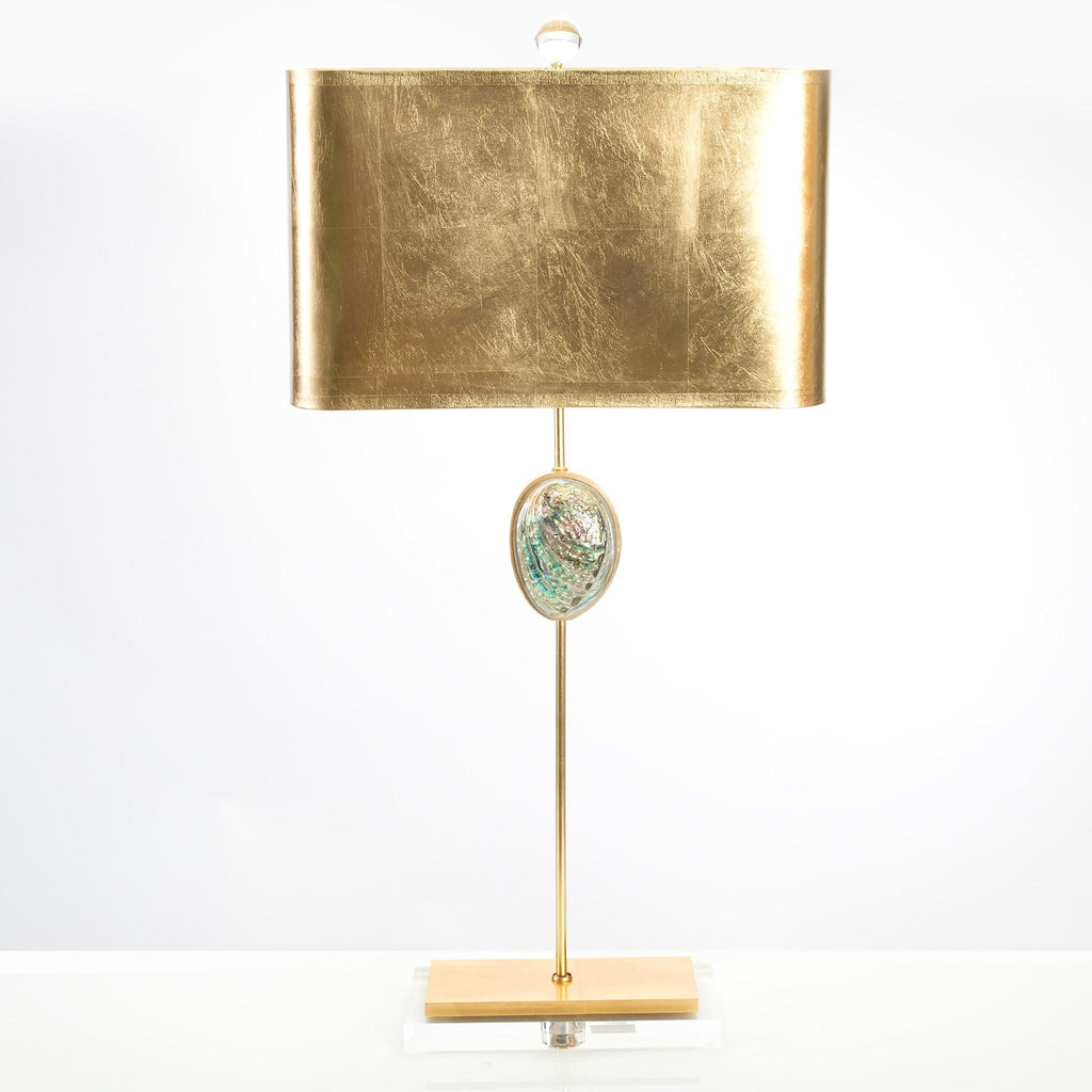 Couture 36"H Sausalito Buffet Green Abalone Shell with Gold Leaf Finish Lamp on a Crystal Base Table Lamps