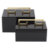Couture Avondale Boxes High Gloss Black Lacquer Box With Gold Leaf Handle Decorative Accent