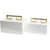 Couture Avondale Boxes High Gloss White Lacquer Box With Gold Leaf Handle Decorative Accent