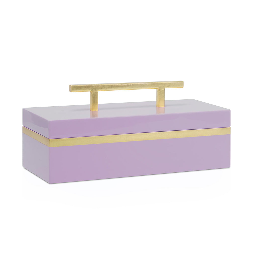 Couture Blair Box High Gloss Lilac and Gold Leaf Decorative Accents