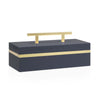 Couture Blair Box High Gloss Navy And Gold Leaf Decorative Accent