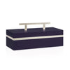 Couture Blair Box High Gloss Navy And Silver Leaf Decorative Accent