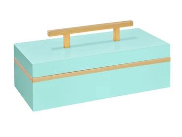Couture Blair Box High Gloss Mint Green and Gold Leaf Decorative Accents