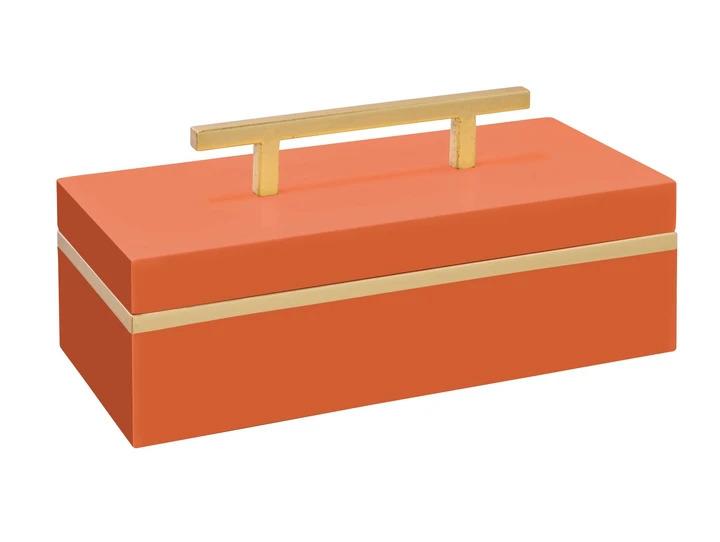 Couture Blair Box High Gloss Orange and Gold Leaf Decorative Accents