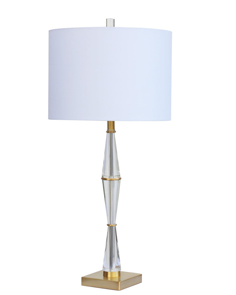 Couture Hiele Clear Optic Crystal and Brass Table Lamps