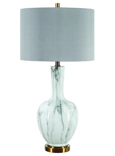 Couture 33"H Angelina White Marble Finish and Champagne Finished Metal Table Lamps