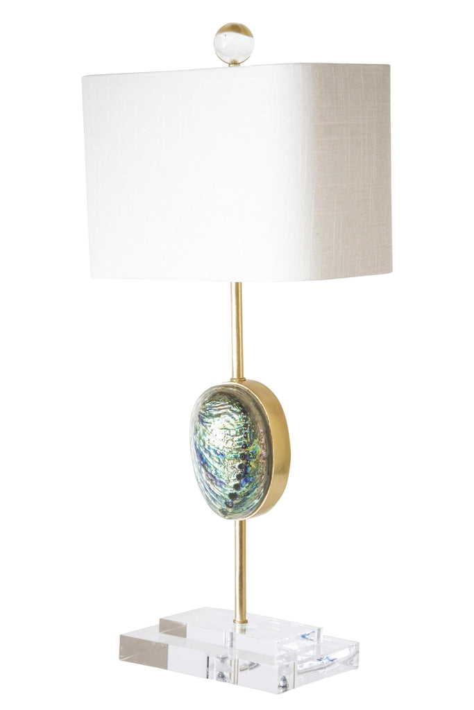 Couture 24"H Sausilito Iridescent Abalone Shell, Gold Leaf and Crystal Table Lamps