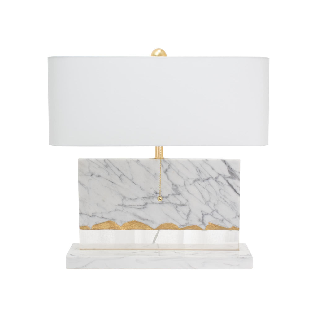 Couture 20"H Brentwood White Marble and Gold Leaf Table Lamps