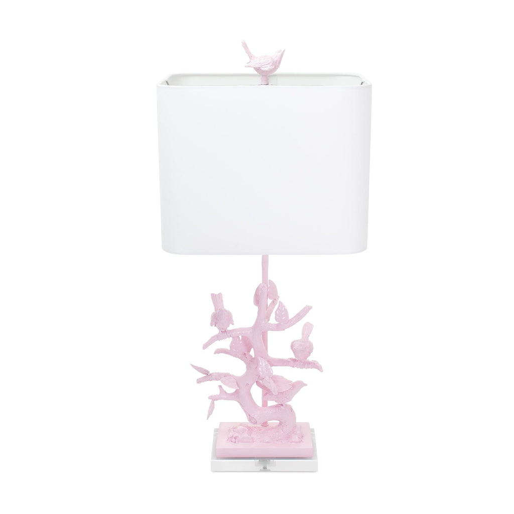 Couture 29"H Bird on Branch High Gloss Blushing Bride Pink Table Lamps