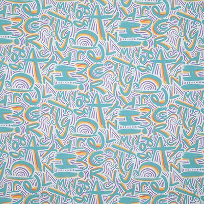 Pindler ALPHABET SOUP TURQUOISE Fabric