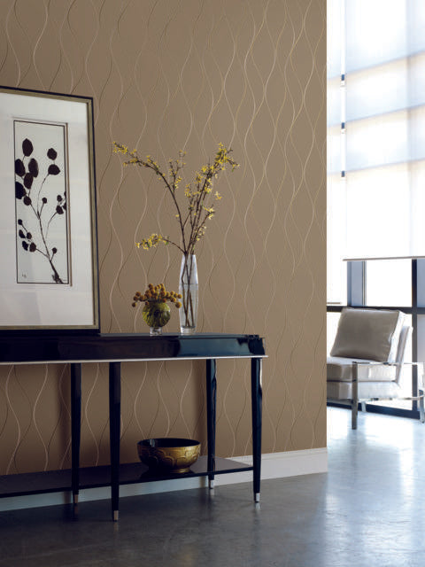 Antonina Vella Wavy Stripe Gold Wallpaper