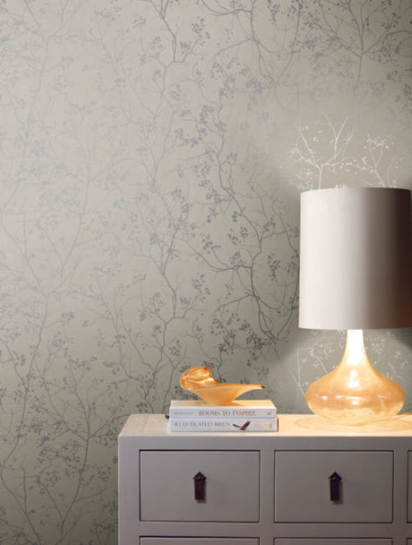 Antonina Vella Luminous Branches Gray/Silver Wallpaper