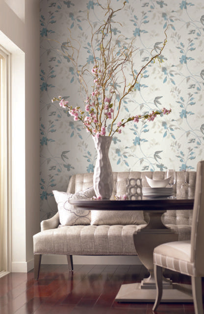 Candice Olson Linden Flower Peel & Stick Spa Blue Wallpaper
