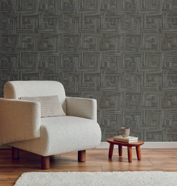 York Black Tesselle Black Wallpaper