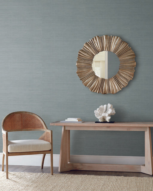 York Blue Tasar Silk Blue Wallpaper