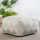 Jaipur Living Alrik Indoor/ Outdoor Geometric Gray/ Cream Cuboid Pouf