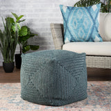 Jaipur Living Bridgehampton Indoor/ Outdoor Solid Teal Cube Pouf