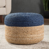 Jaipur Living Oliana Natural Ombre Blue/ Beige Cylinder Pouf