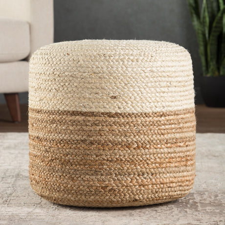 Jaipur Living Oliana Natural Ombre White/ Beige Cylinder Pouf