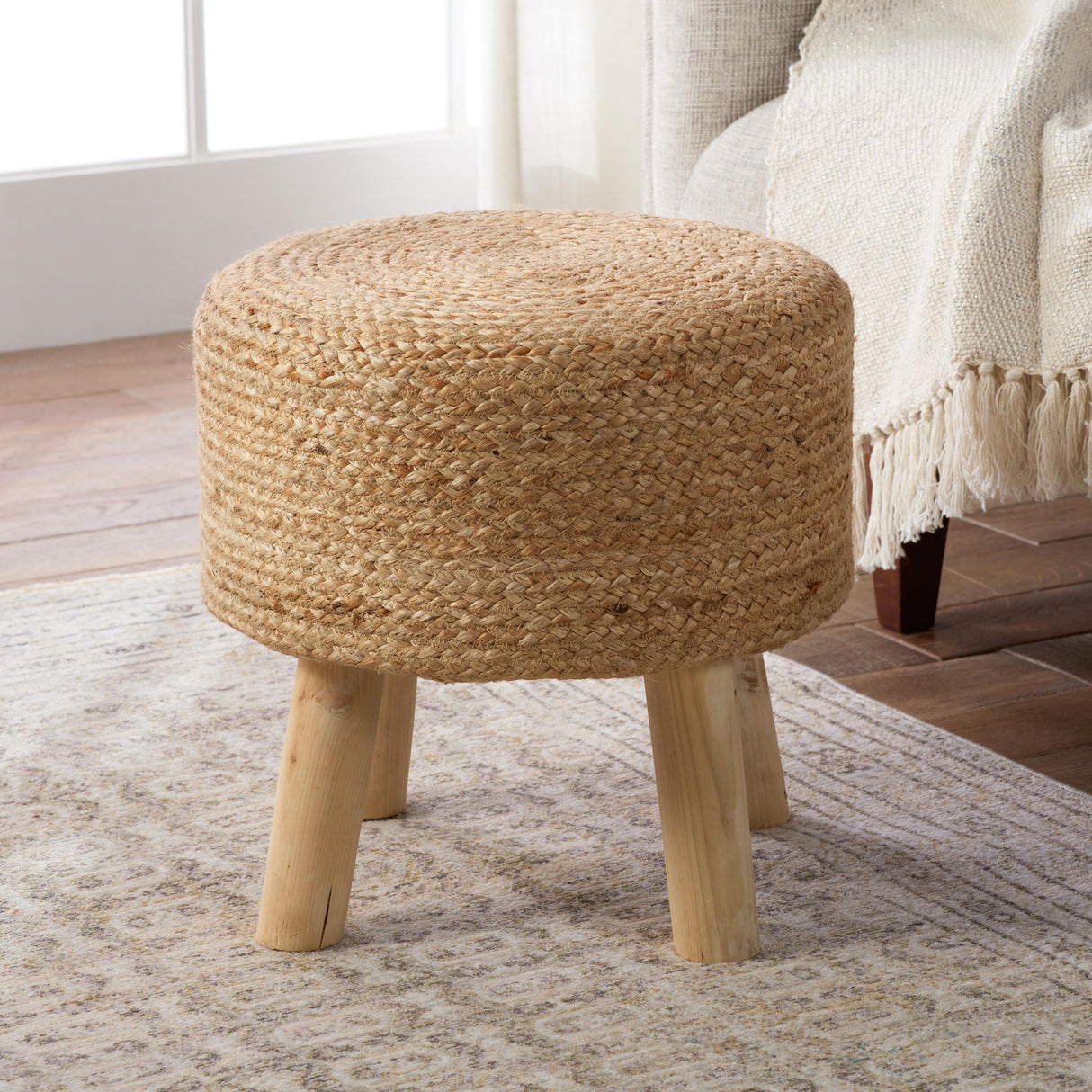 Jaipur Living Thora Brown Jute Stool
