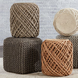 Jaipur Living Guna Natural Textured Tan Cylinder Pouf