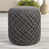 Jaipur Living Lykke Indoor/ Outdoor Solid Gray/ Black Cylinder Pouf