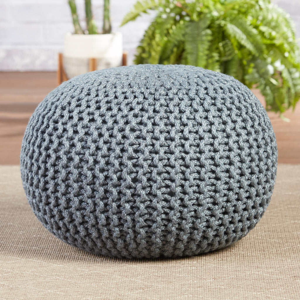 Vibe By Jaipur Living Asilah Indoor/ Outdoor Solid Slate Round Pouf