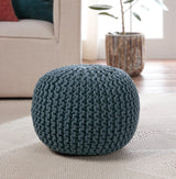 Jaipur Living Spectrum Pouf Textured Navy Round Pouf