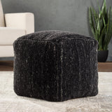 Jaipur Living Sherwood Solid Black/ Ivory Cube Pouf