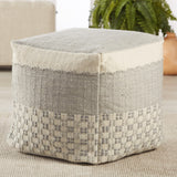 Jaipur Living Seaton Indoor/ Outdoor Geometric Slate/ Cream Cube Pouf