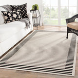 Jaipur Living Fathom Indoor/ Outdoor Striped Ivory/ Black Area Rug (4'X5'7")