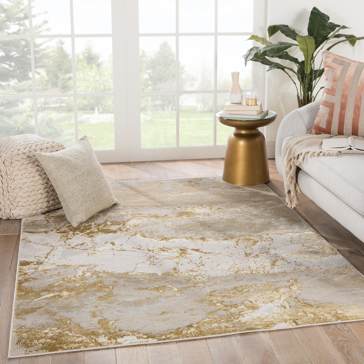 Jaipur Living Cisco Abstract Gray/ Gold Runner Rug (2'2"X8')