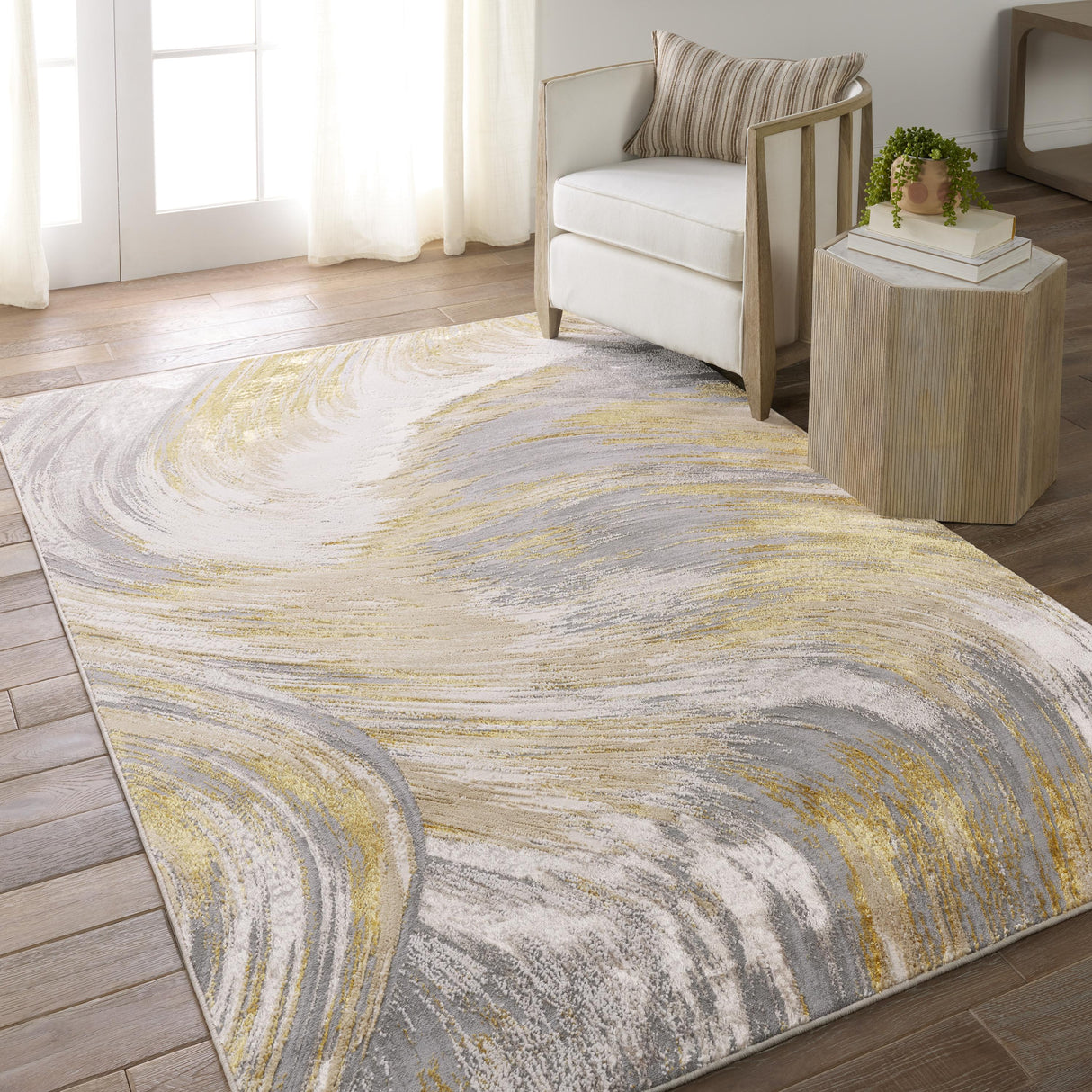 Jaipur Living Zione Abstract Gold/ Gray Area Rug (9'3"X13')