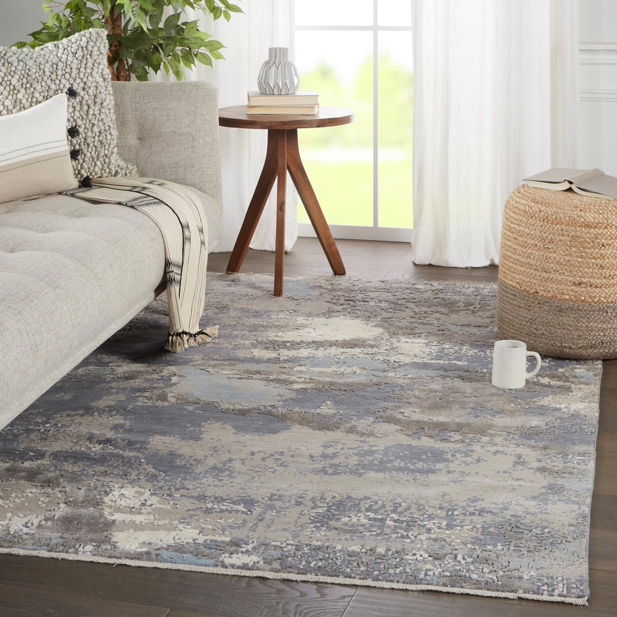 Jaipur Living Adriatic Abstract Gray/ Light Blue Area Rug (7'9"X9'9")