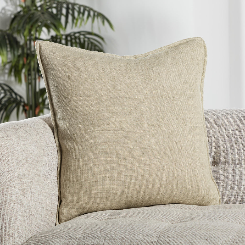 Jaipur Living Blanche Solid Light Beige Pillow Cover (20" Square)