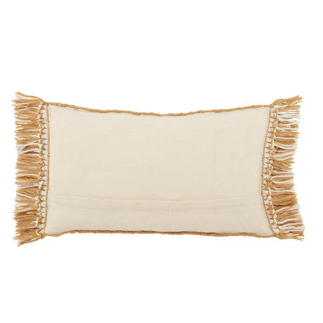 Jaipur Living Perdita Indoor/ Outdoor Geometric Gold/ Ivory Pillow Cover (13"X21" Lumbar)