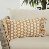 Jaipur Living Perdita Indoor/ Outdoor Geometric Gold/ Ivory Pillow Cover (13"X21" Lumbar)