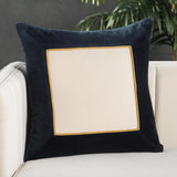 Jaipur Living Hendrix Bordered Navy/ Cream Pillow Cover (22" Square)