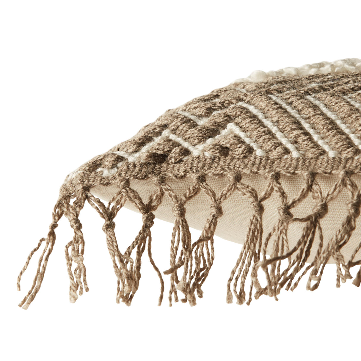 Jaipur Living Lawson Indoor/ Outdoor Geometric Cream/ Taupe Pillow Cover (16"X24" Lumbar)